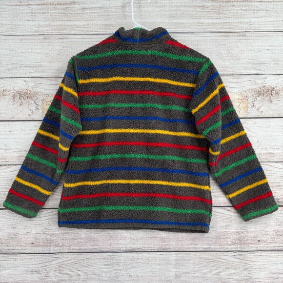 Hanna Andersson‎ Striped Fuzzy Fleece 1/4 Zip Jacket Youth Size 140/US 10 Gray - Picture 2 of 13